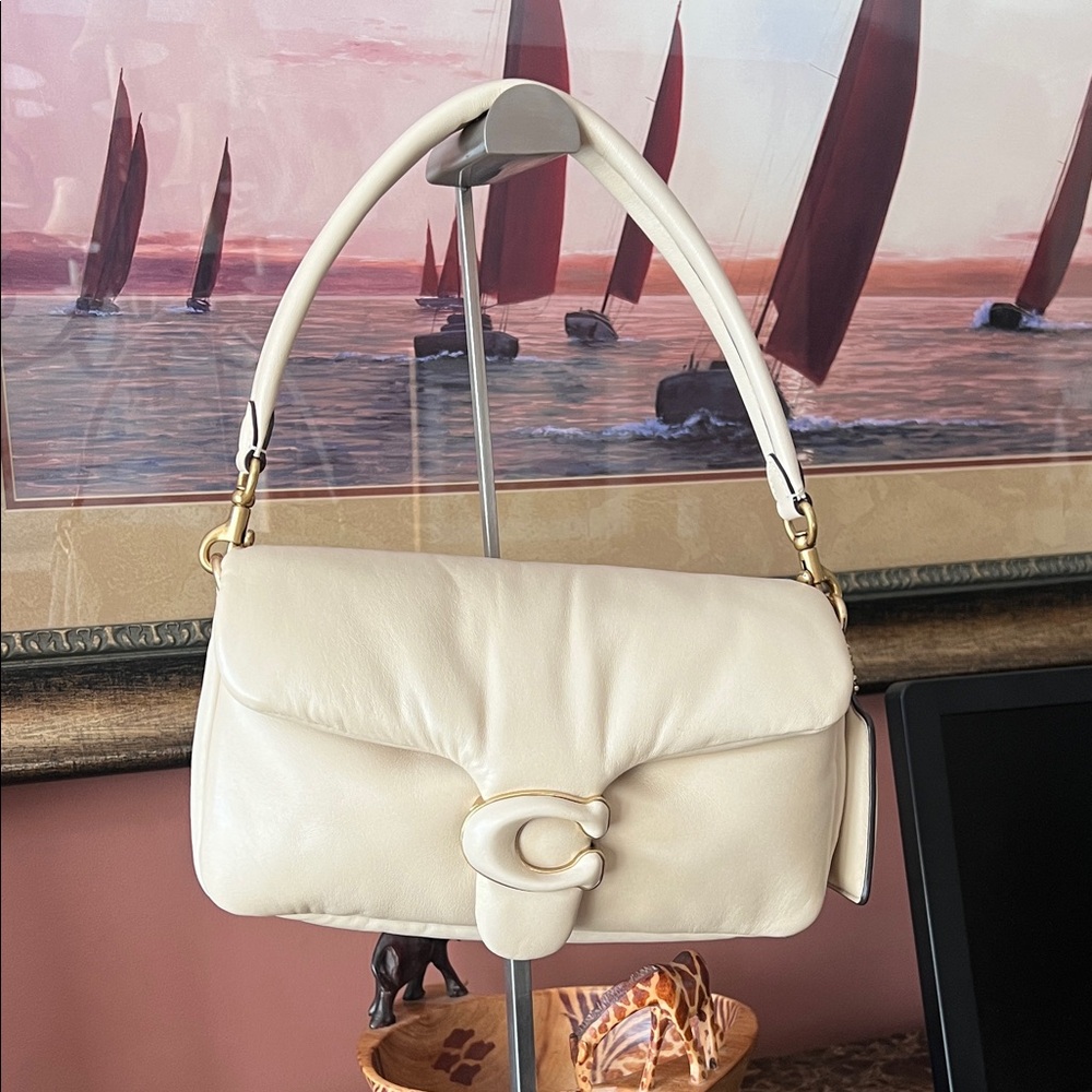Coach Letter C  Pillow TABBY IVORY Leather Shoulder Bag with Gold accents NWT